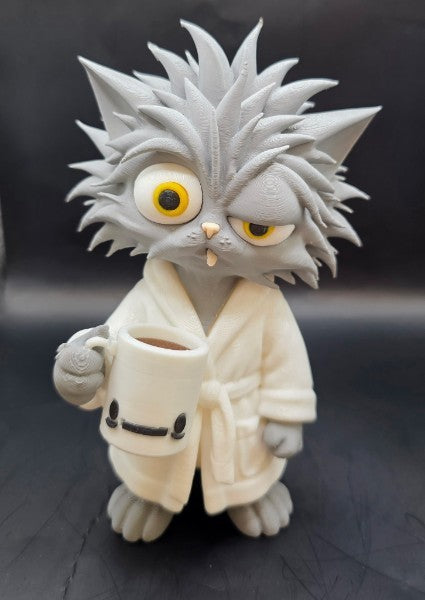Funny tired morning cat 3D printed gift figure
