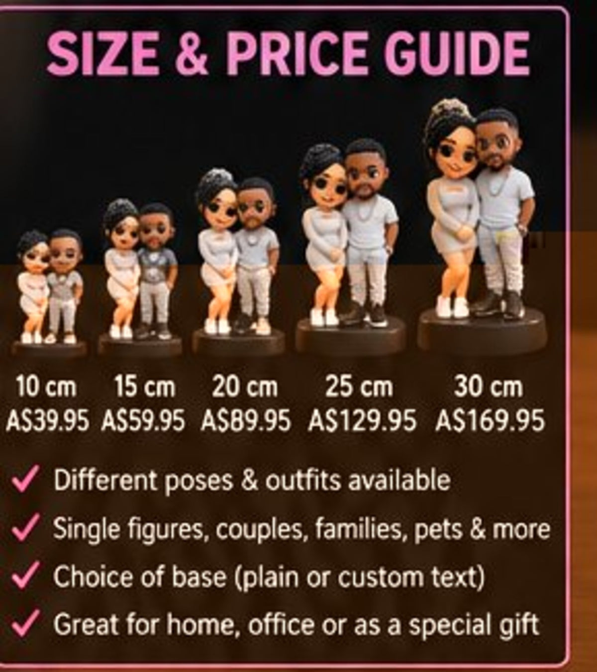 Custom 3D printed pop figure - size and price guide