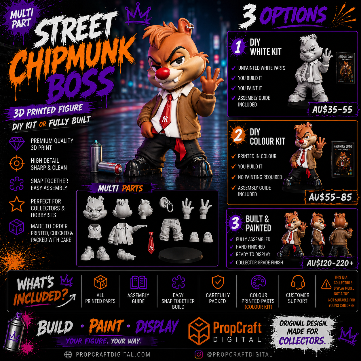 Street Chipmunk Boss 3D Printed Figure Kit