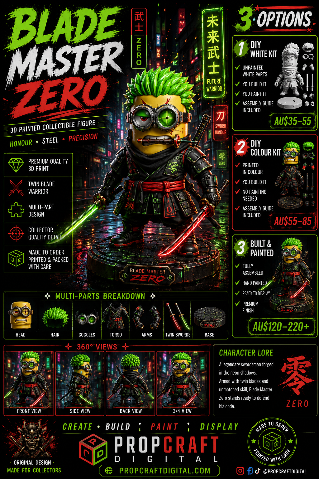 Blade Master Zero 3D Printed Figure Kit