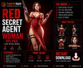 Red Secret Agent Woman Statue STL File | 3D Printable Spy Woman Figure | High Detail Model (Digital Download)