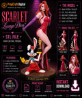 Red Lounge Singer Woman Statue STL File | 3D Printable Elegant Female Figure | High Detail Model (Digital Download)