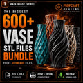 600+ Vase STL Files Bundle | Skull Dragon Voronoi Yoga Bowl (Digital Download)