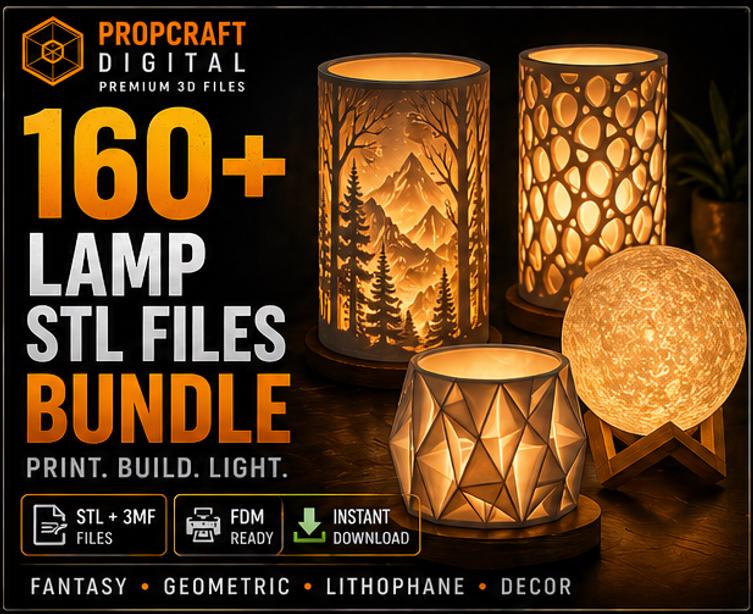 160+ Lamp & Lamp Shade STL Files Mega Bundle | 3D Printable Lamps | Planet Moon Night Floral Geometric (Digital Download)