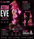 Pink Energy Hero Woman Statue STL File | 3D Printable Female Superhero Figure | High Detail Model (Digital Download)