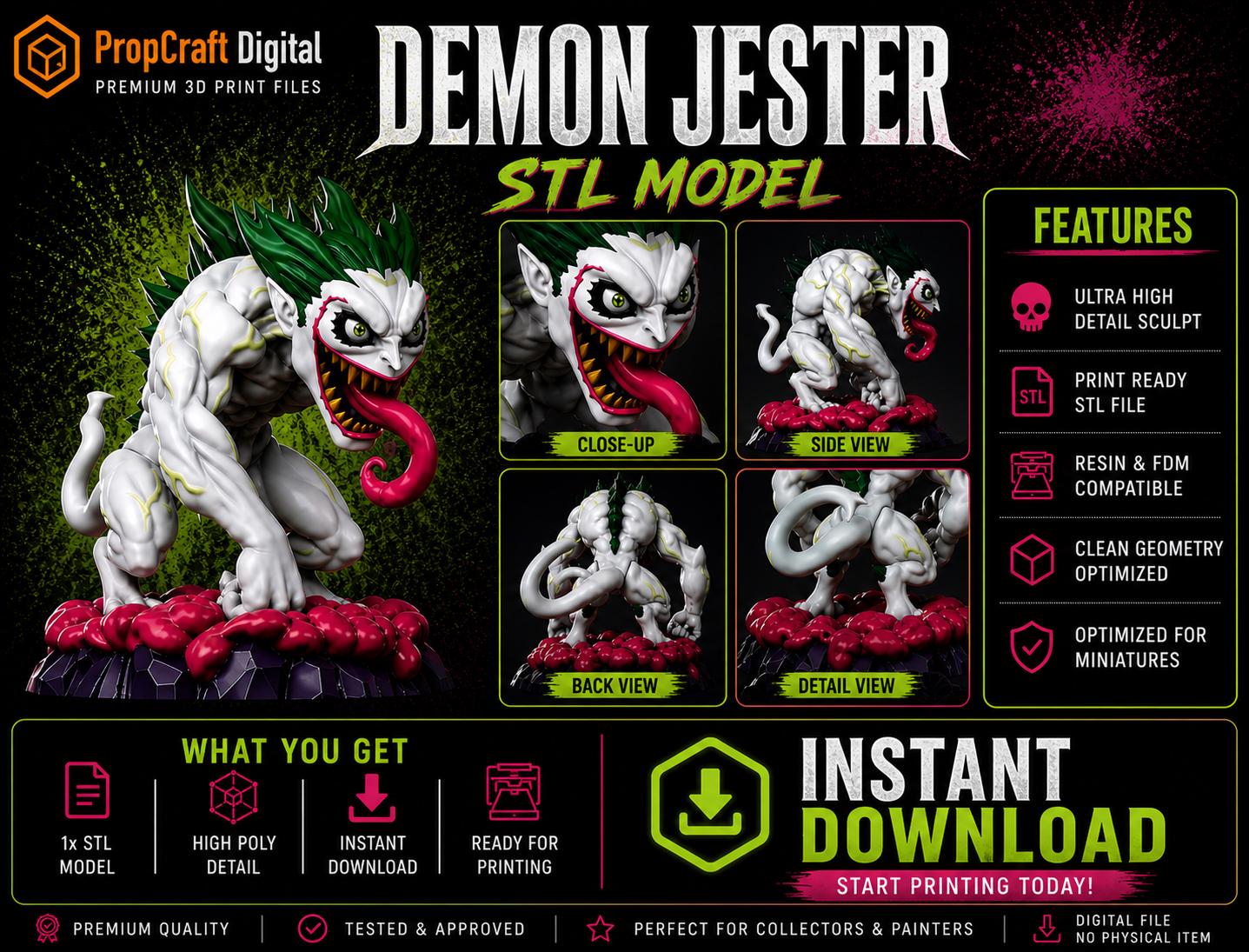 Chaos Grin Villain Bust STL File | Colored 3MF Mini Bust | 3D Printable Comic Style Display Model (Digital Download)