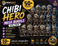 Chibi Hero Mega Bundle STL File | 50+ Anime Style 3D Printable Models (Digital Download)