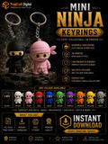 Ninja Keyring | Cute Mini Ninja Keychain | Black or Pink Ninja Bag Charm | Kawaii Ninja Gift | Handmade 3D Print Australia
