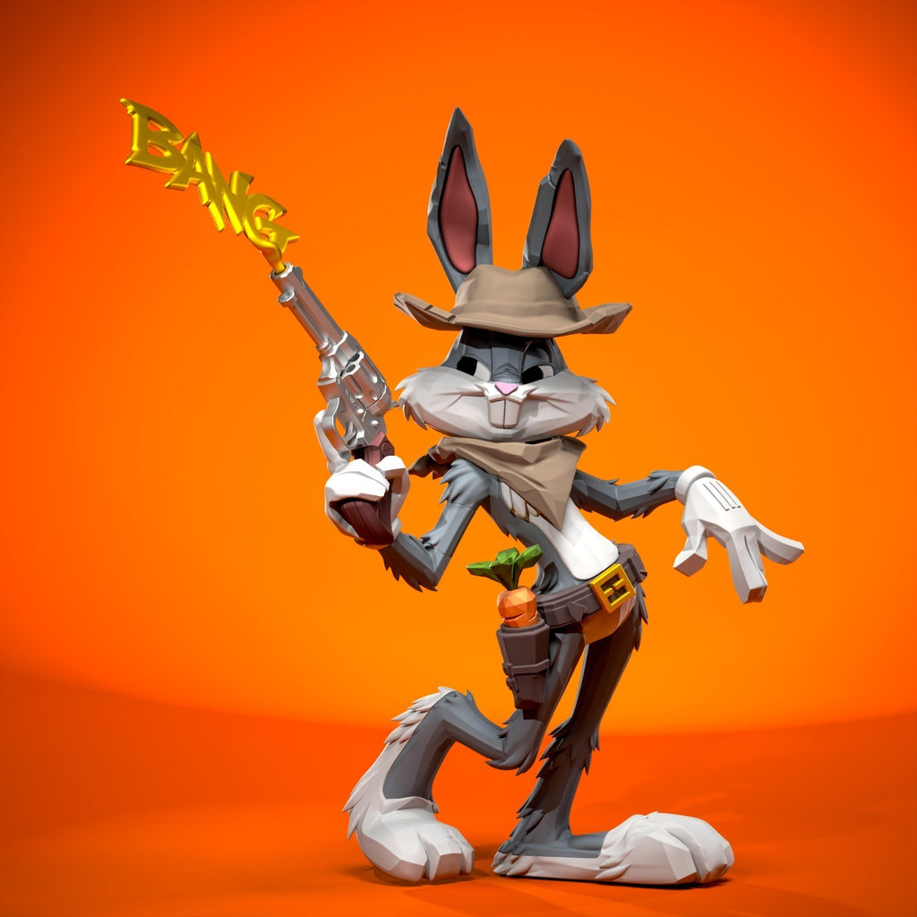 Bugs Bunny Wild West Looney Tunes Fan Art Figure Full Colour 3D Printed Statue