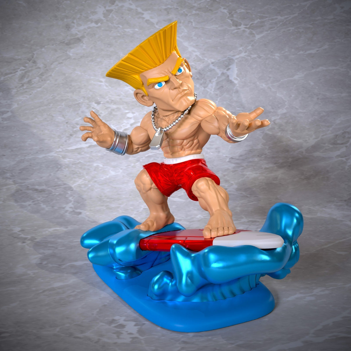 Guile Beach Edition Street Fighter Fan Art Figure Full Colour 3D Printed Statue