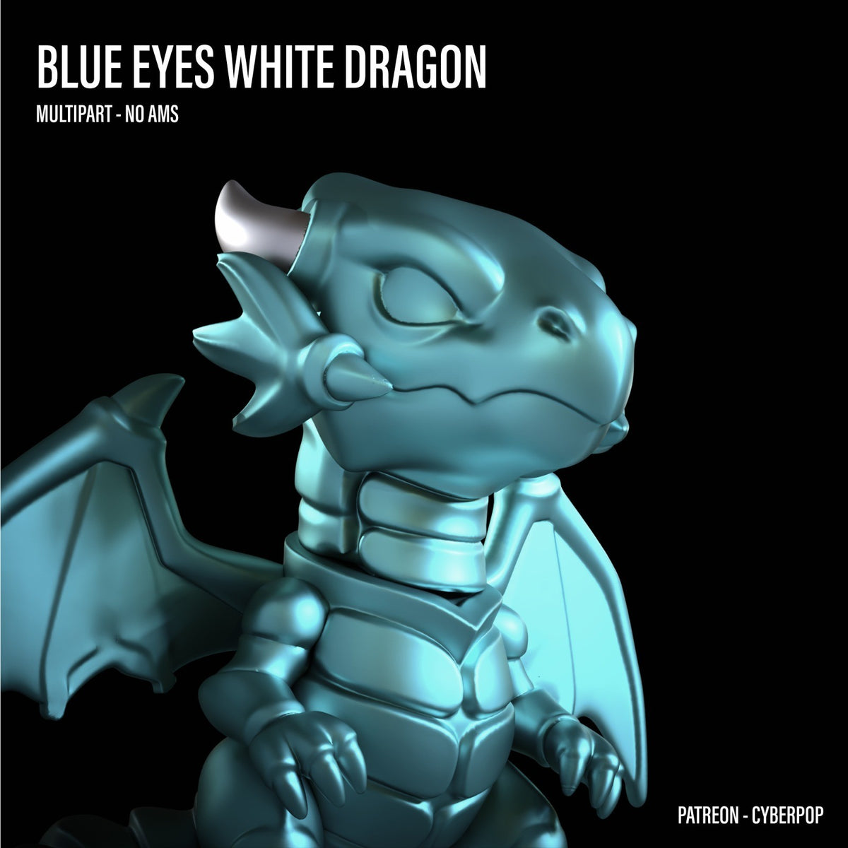 Blue-Eyes White Dragon Yu-Gi-Oh Fan Art Figure Full Colour 3D Printed Statue