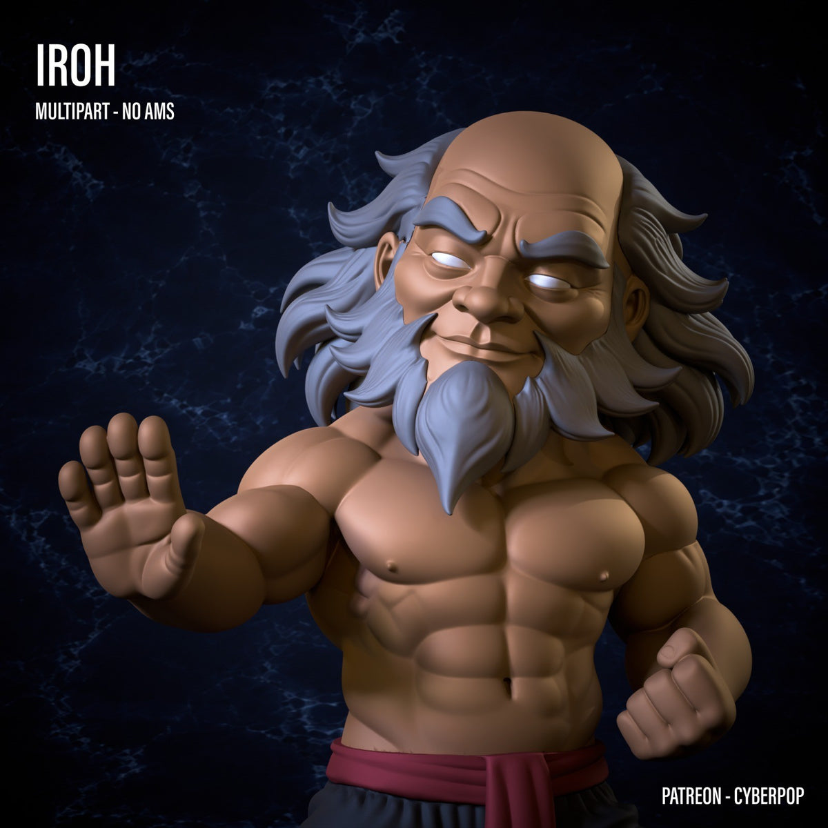 Uncle Iroh Avatar Last Airbender Fan Art Figure Full Colour 3D Printed Statue