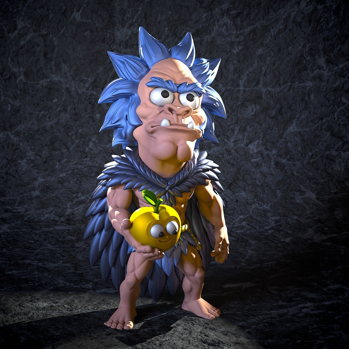 Primal Rick and Morty Fan Art Figure Full Colour 3D Printed Statue