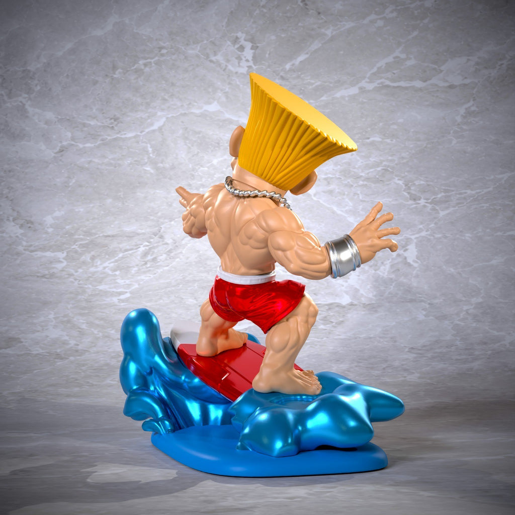 Guile Beach Edition Street Fighter Fan Art Figure Full Colour 3D Printed Statue