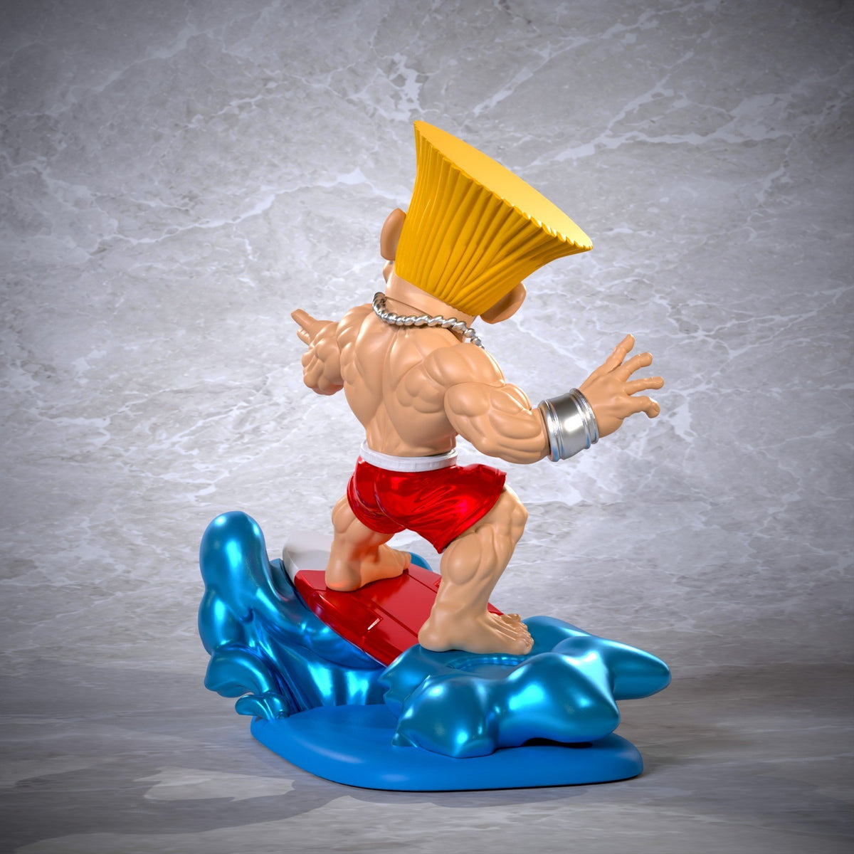 Guile Beach Edition Street Fighter Fan Art Figure Full Colour 3D Printed Statue