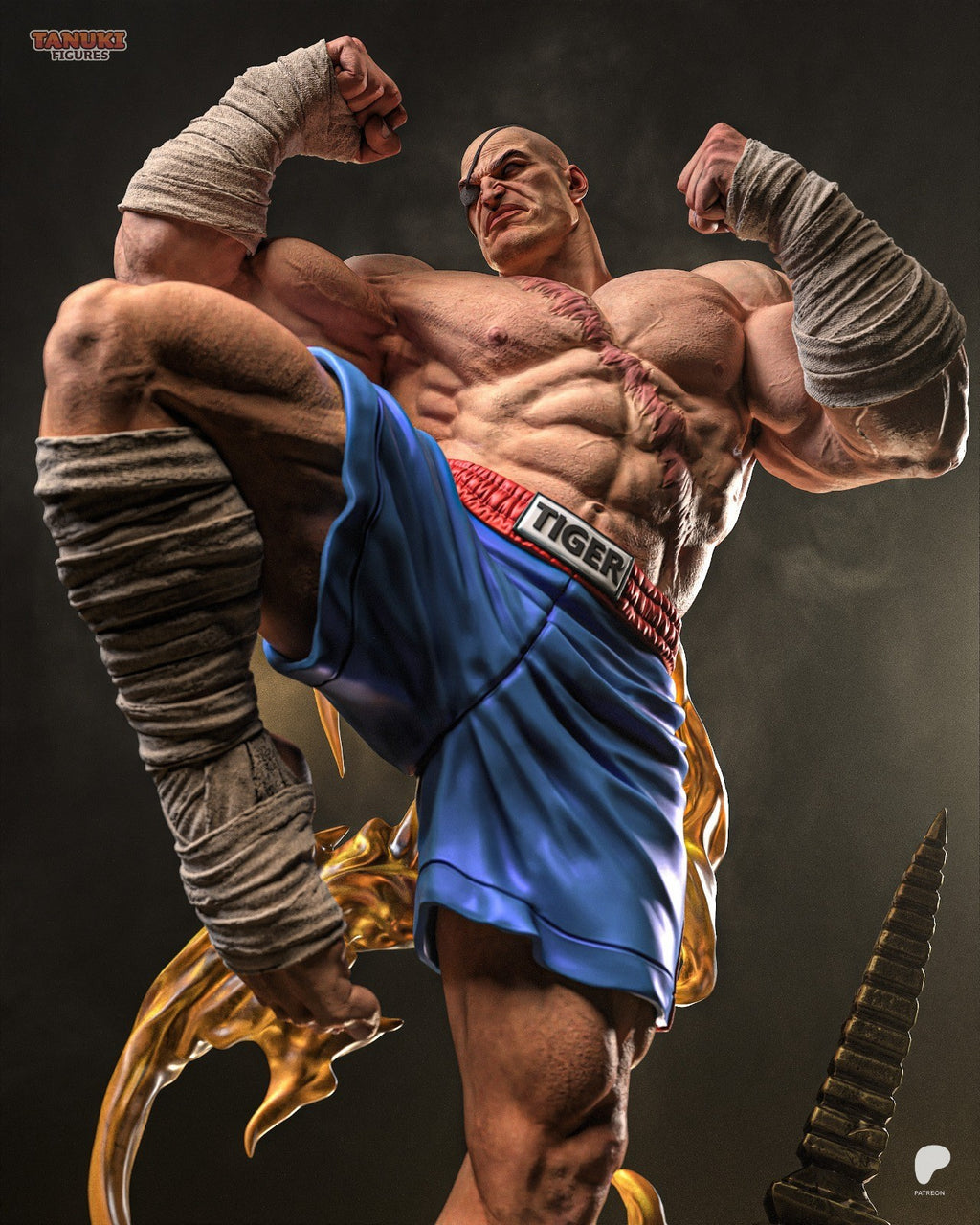 Sagat (Street Fighter) 3D Printed Garage Kit Figure
