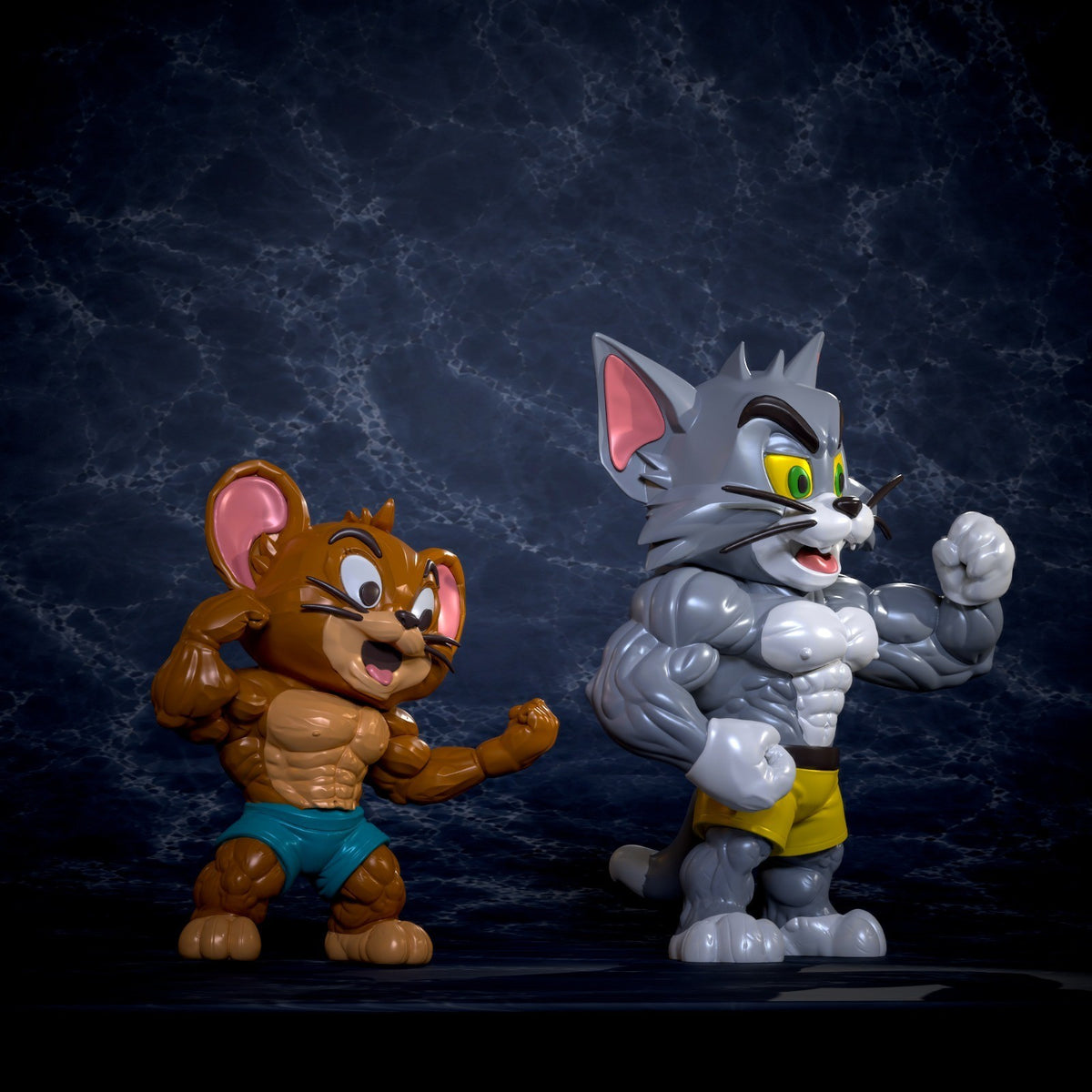 Tom and Jerry Summer Vibes Fan Art Figure Full Colour 3D Printed Statue