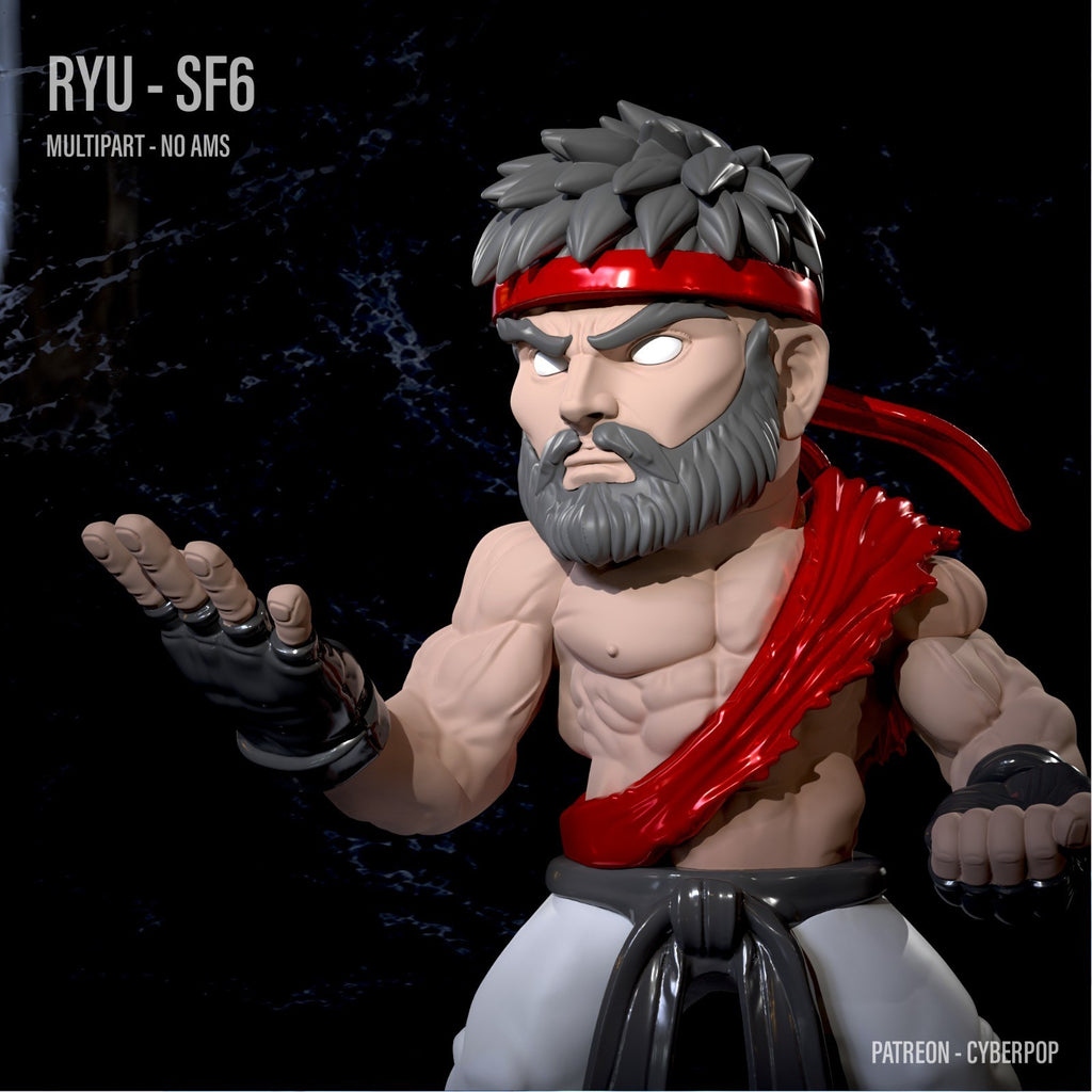 Ryu SF6 Street Fighter Fan Art Figure Full Colour 3D Printed Statue