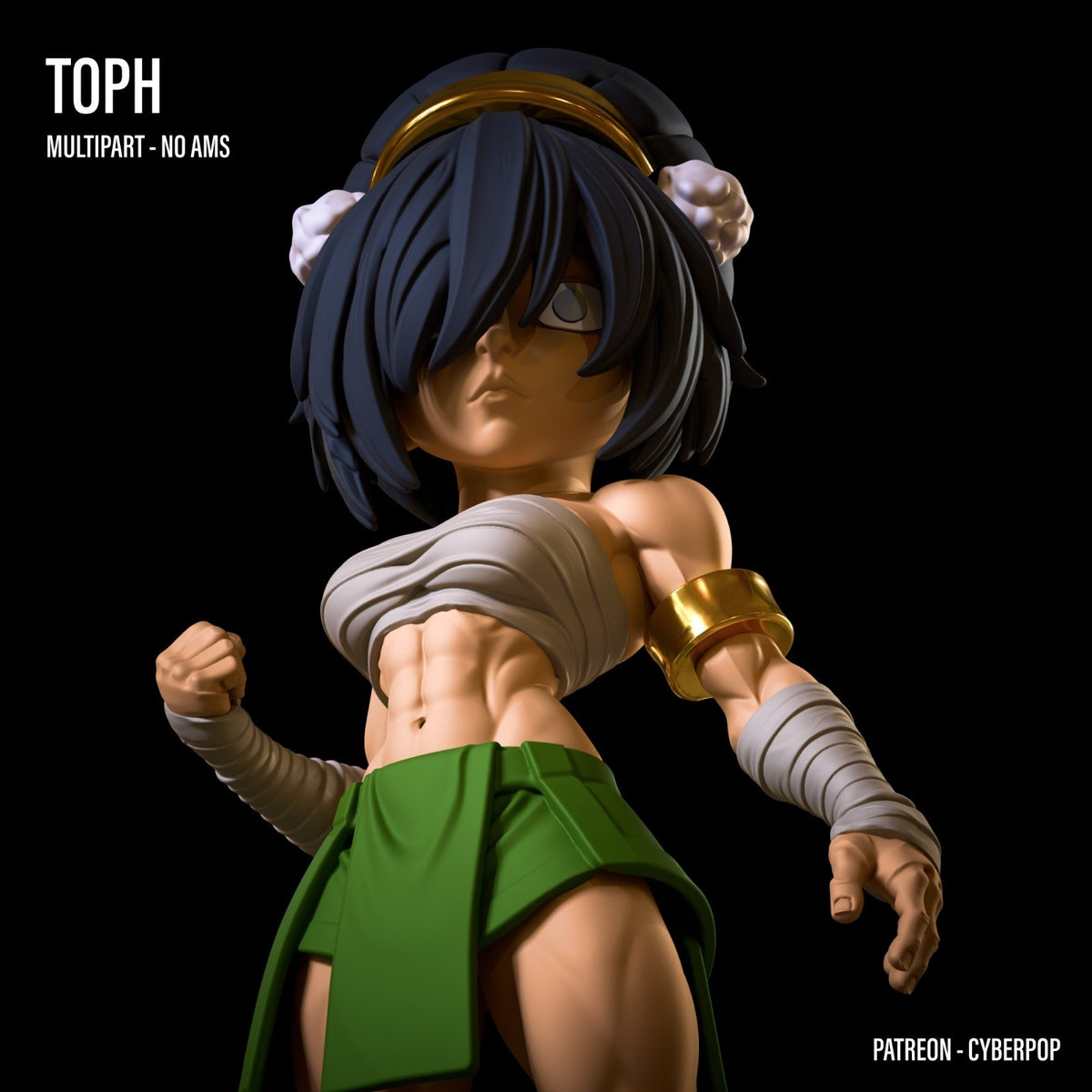 Toph Avatar Last Airbender Fan Art Figure Full Colour 3D Printed Statue