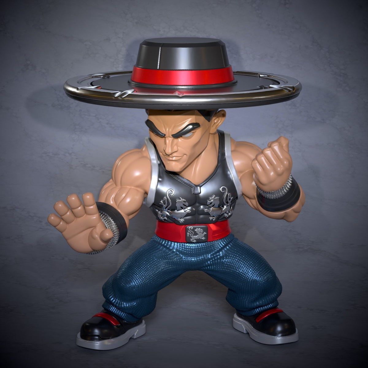 Kung Lao Mortal Kombat Fan Art Figure Full Colour 3D Printed Statue