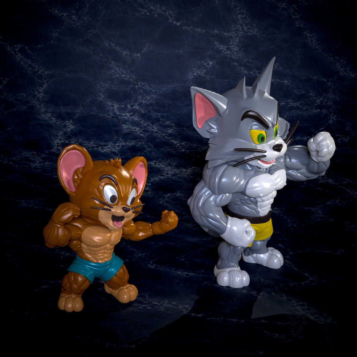 Tom and Jerry Summer Vibes Fan Art Figure Full Colour 3D Printed Statue