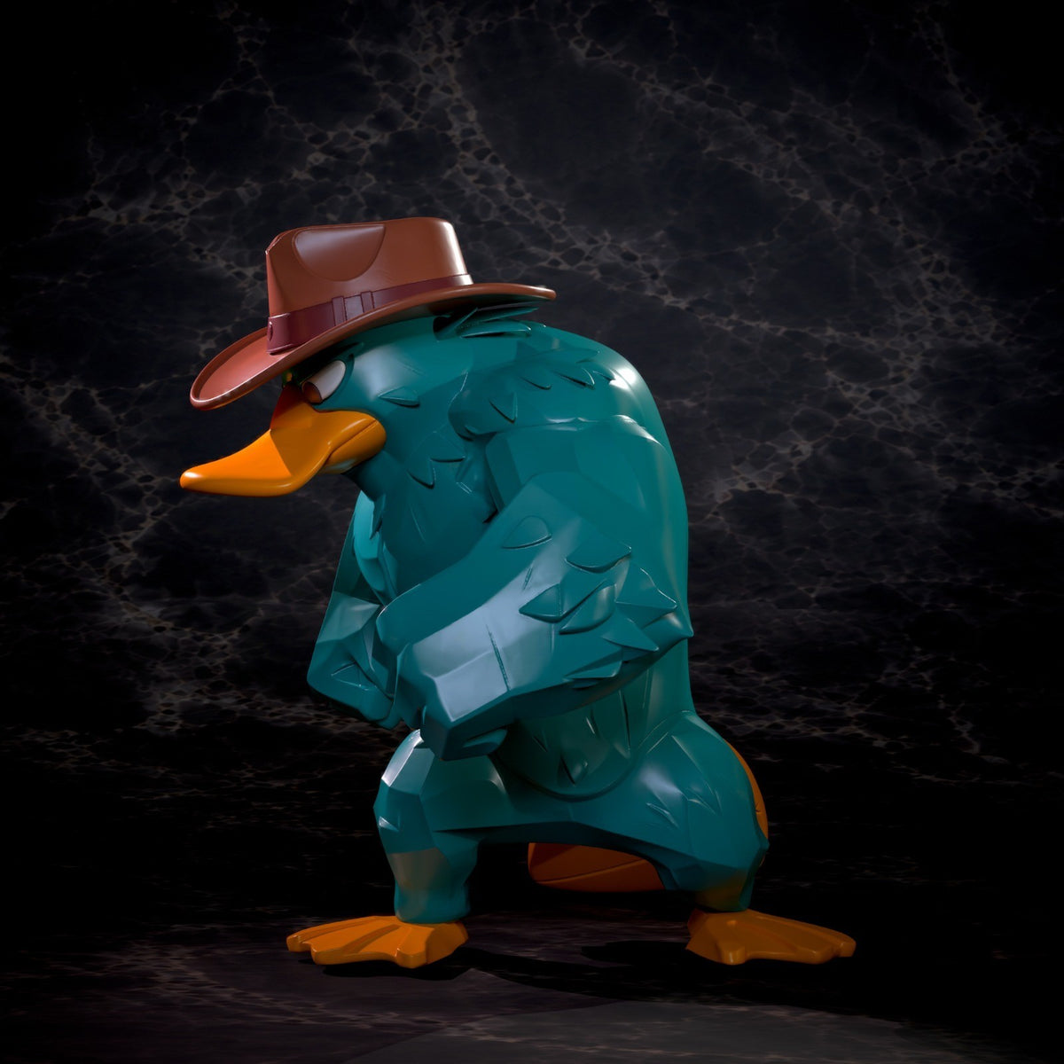 Perry the Platypus Phineas and Ferb Fan Art Figure Full Colour 3D Printed Statue
