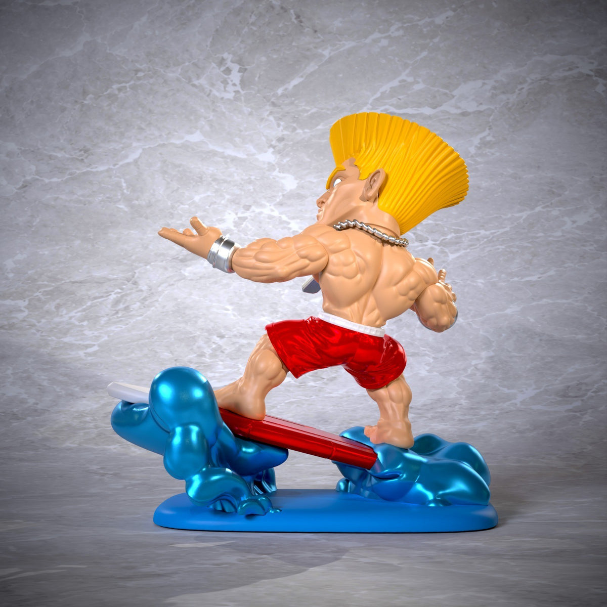 Guile Beach Edition Street Fighter Fan Art Figure Full Colour 3D Printed Statue