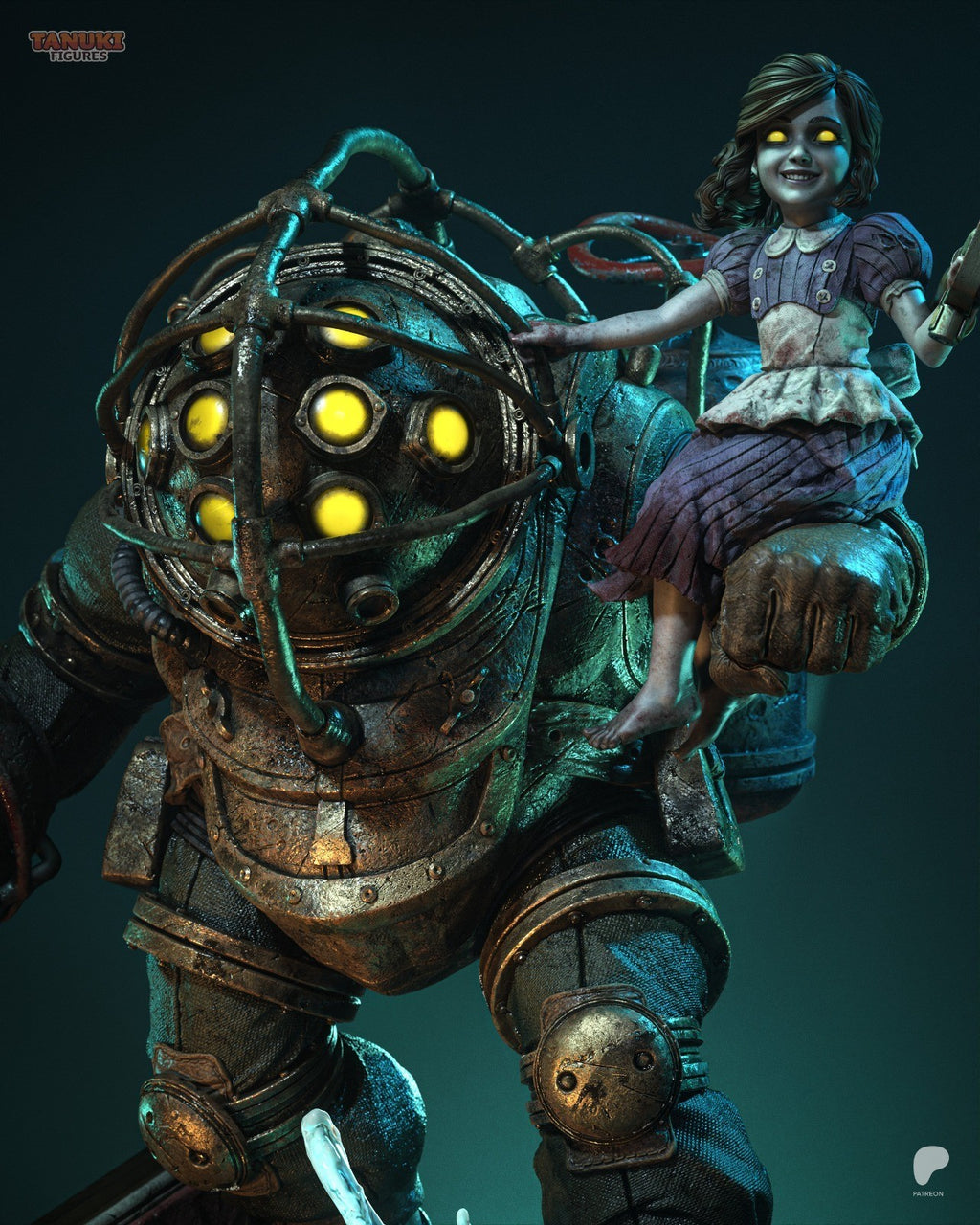 Big Daddy & Little Sister (BioShock) 3D Printed Garage Kit Figure