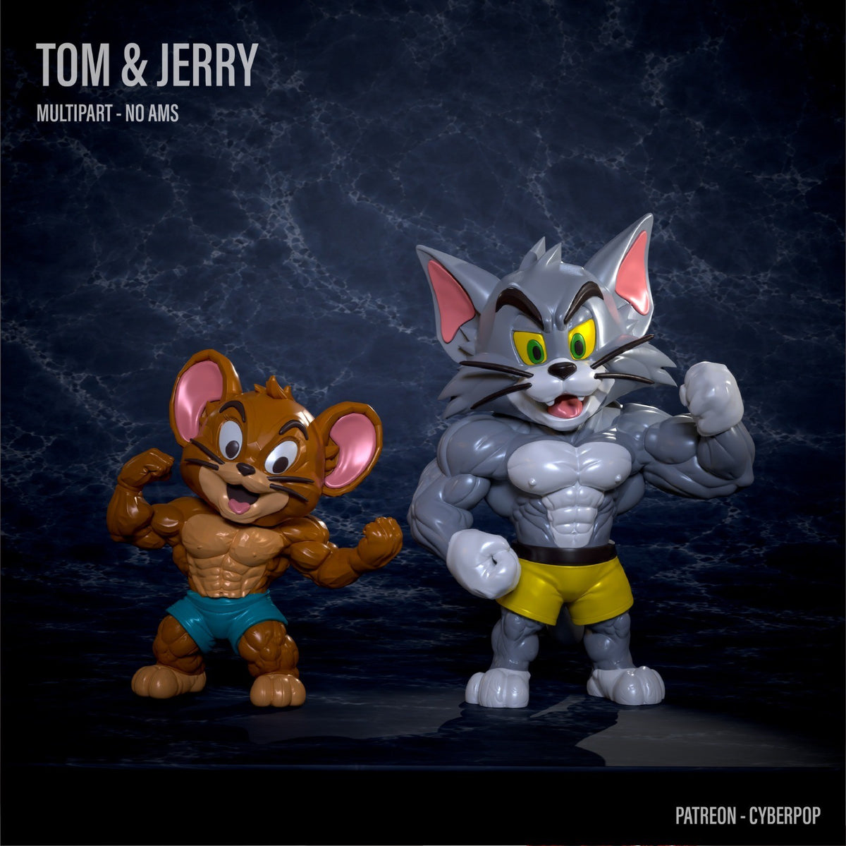 Tom and Jerry Summer Vibes Fan Art Figure Full Colour 3D Printed Statue