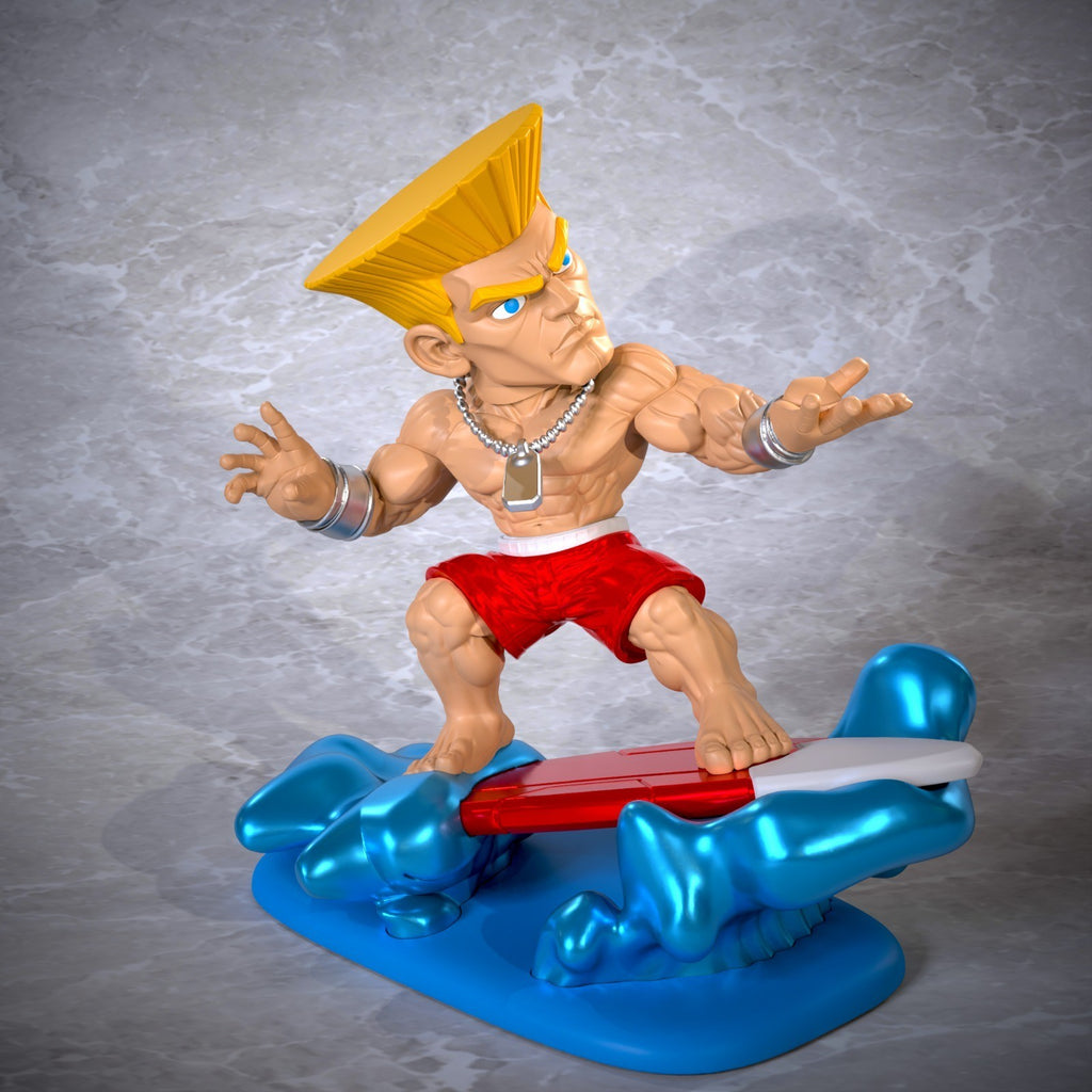 Guile Beach Edition Street Fighter Fan Art Figure Full Colour 3D Printed Statue