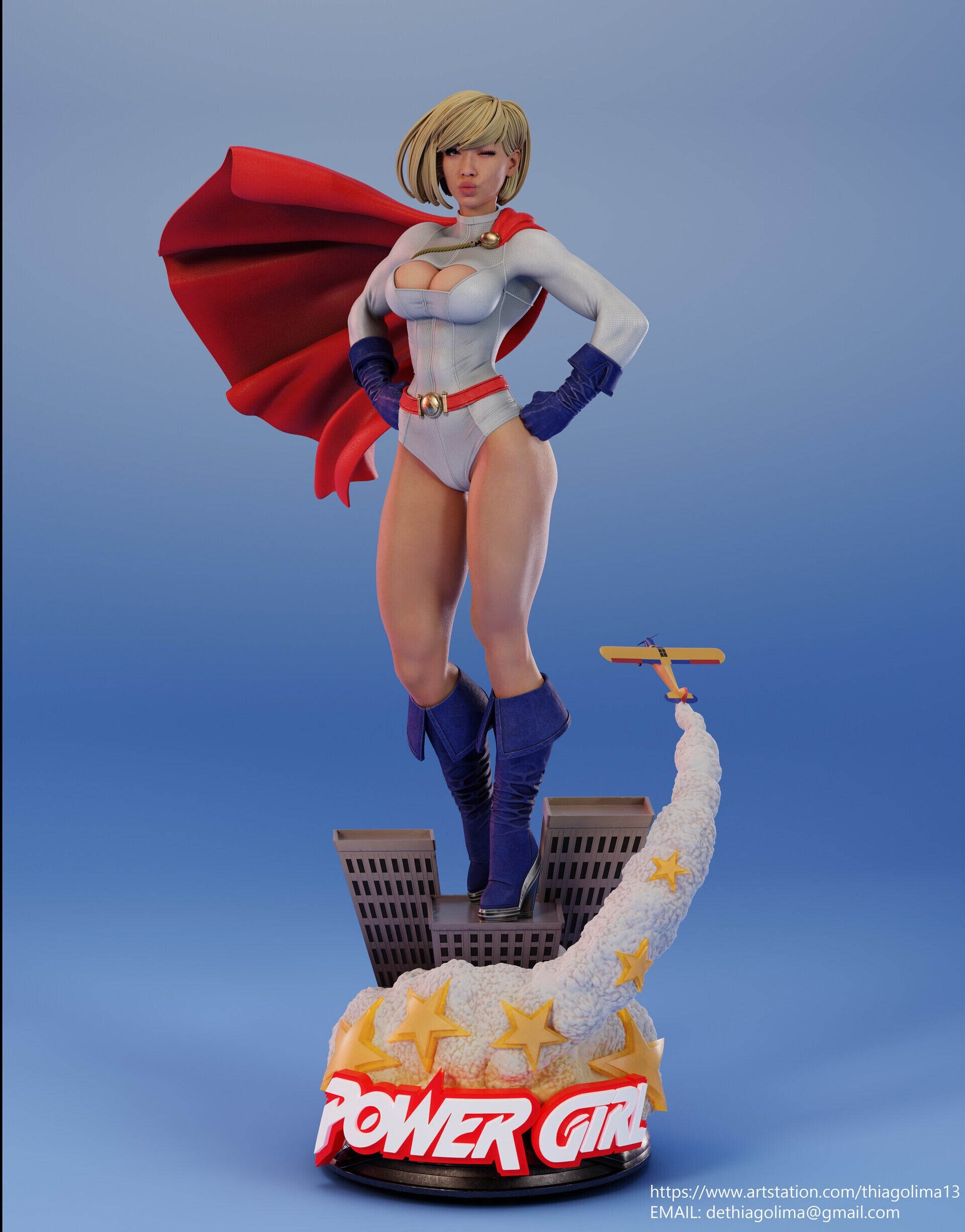 PowerGirl Character 3D print 1